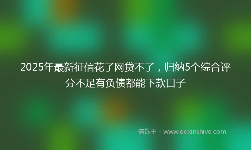 2025年最新征信花了网贷不了，归纳5个综合评分不足有负债都能下款口子