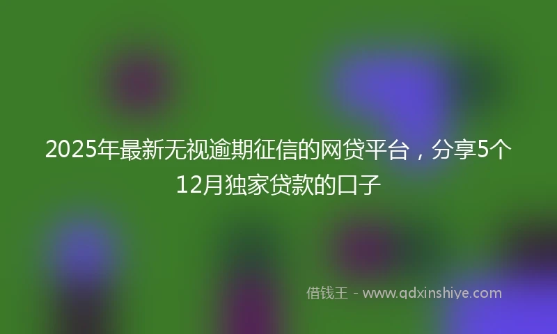 2025年最新无视逾期征信的网贷平台，分享5个12月独家贷款的口子
