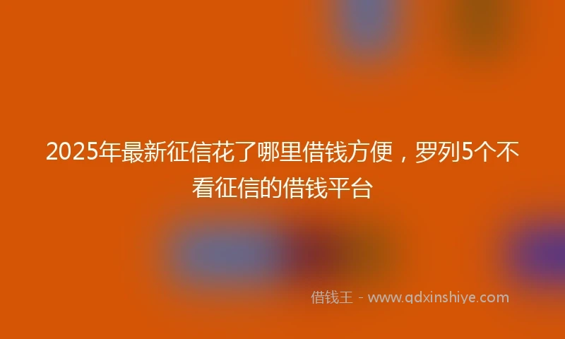 2025年最新征信花了哪里借钱方便，罗列5个不看征信的借钱平台