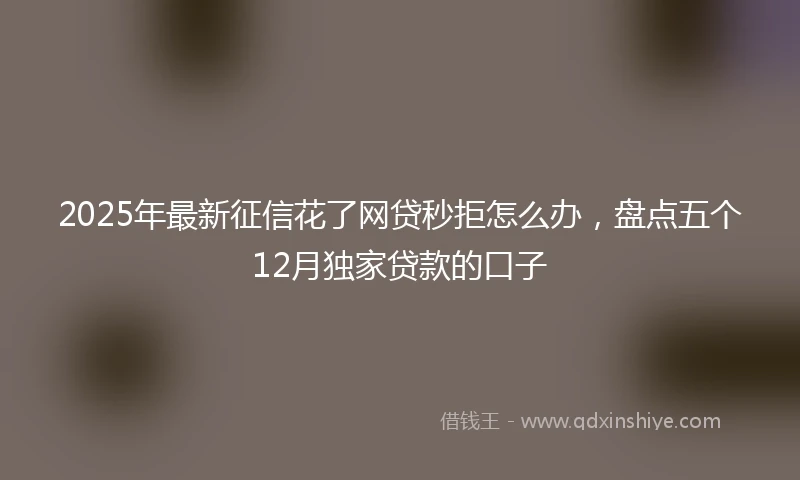 2025年最新征信花了网贷秒拒怎么办，盘点五个12月独家贷款的口子