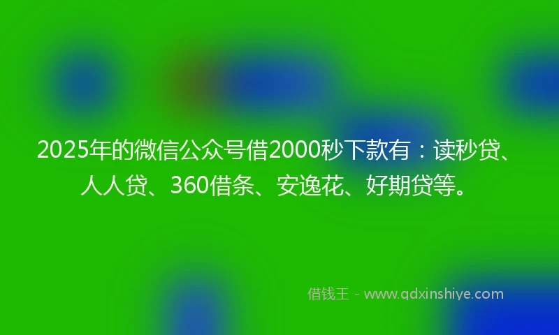 2025年的微信公众号借2000秒下款有：读秒贷、人人贷、360借条、安逸花、好期贷等。