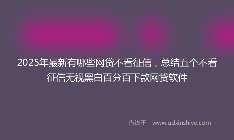 2025年最新有哪些网贷不看征信，总结五个不看征信无视黑白百分百下款网贷软件