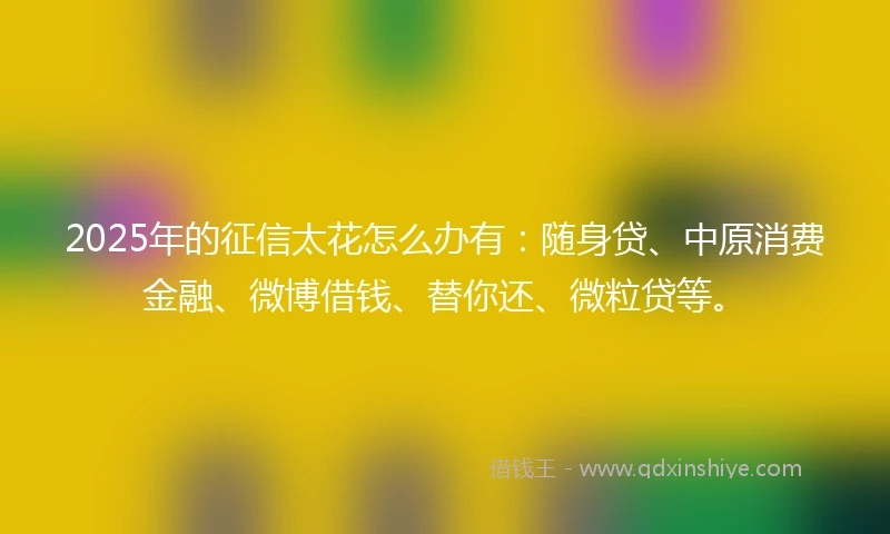 2025年的征信太花怎么办有：随身贷、中原消费金融、微博借钱、替你还、微粒贷等。