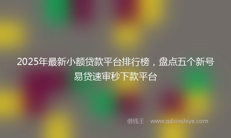 2025年最新小额贷款平台排行榜，盘点五个新号易贷速审秒下款平台
