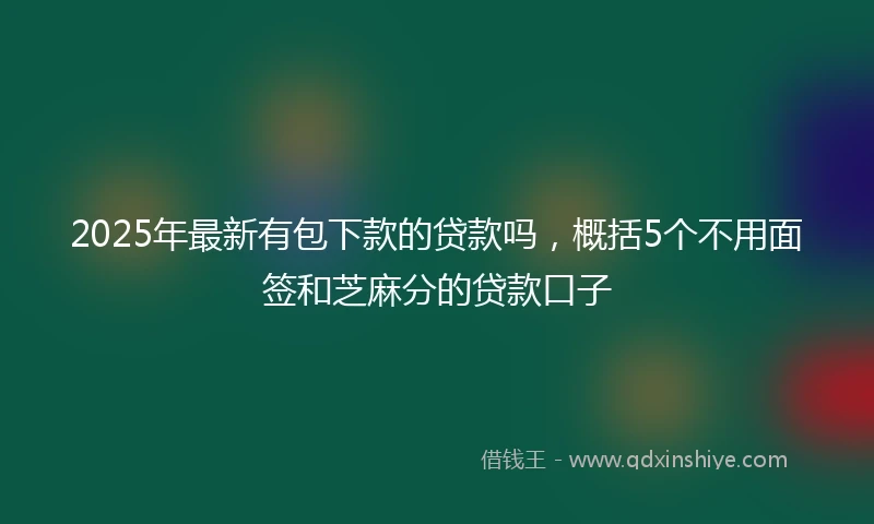 2025年最新有包下款的贷款吗，概括5个不用面签和芝麻分的贷款口子
