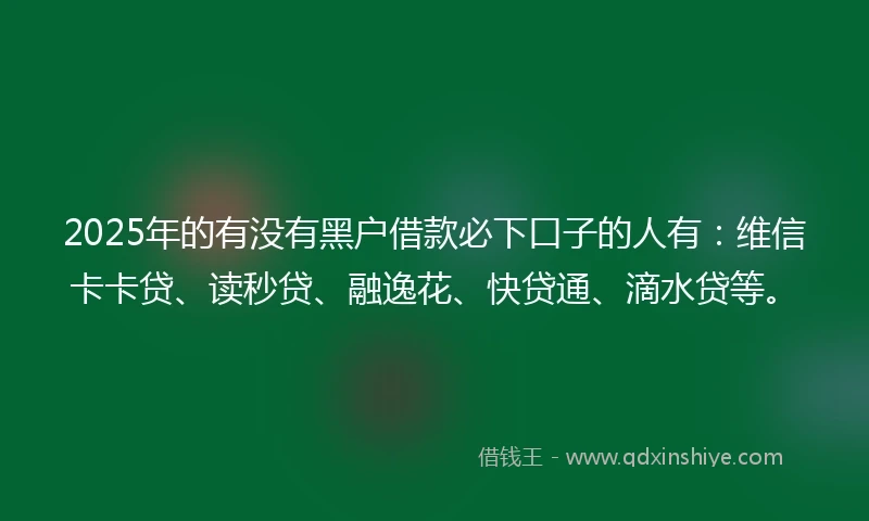 2025年的有没有黑户借款必下口子的人有：维信卡卡贷、读秒贷、融逸花、快贷通、滴水贷等。