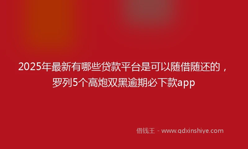 2025年最新有哪些贷款平台是可以随借随还的，罗列5个高炮双黑逾期必下款app