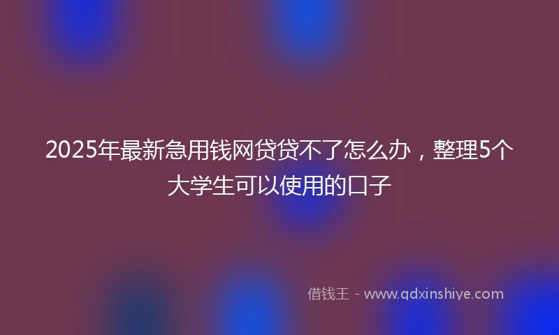 2025年最新急用钱网贷贷不了怎么办，整理5个大学生可以使用的口子