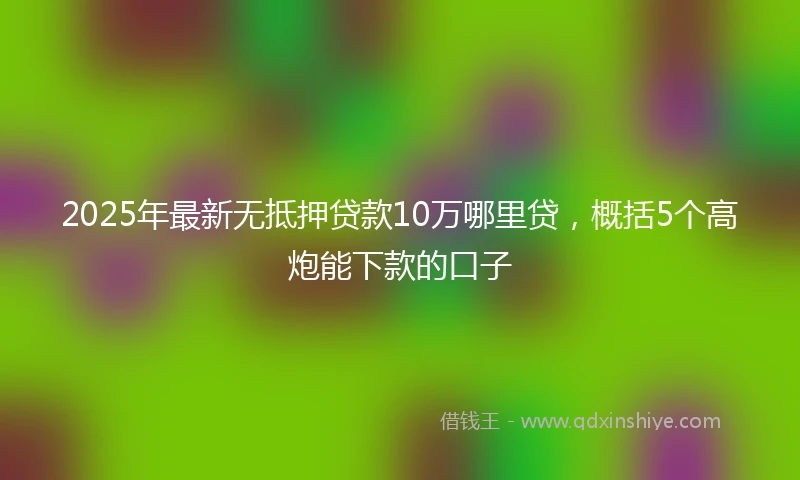 2025年最新无抵押贷款10万哪里贷，概括5个高炮能下款的口子