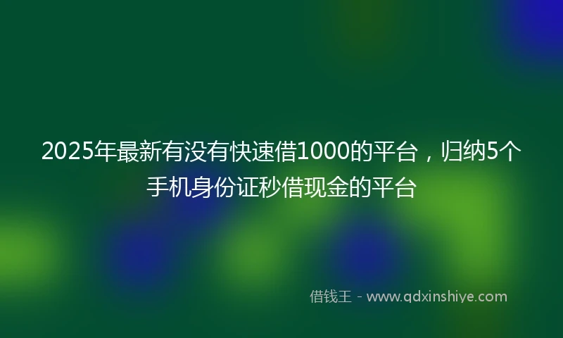 2025年最新有没有快速借1000的平台，归纳5个手机身份证秒借现金的平台