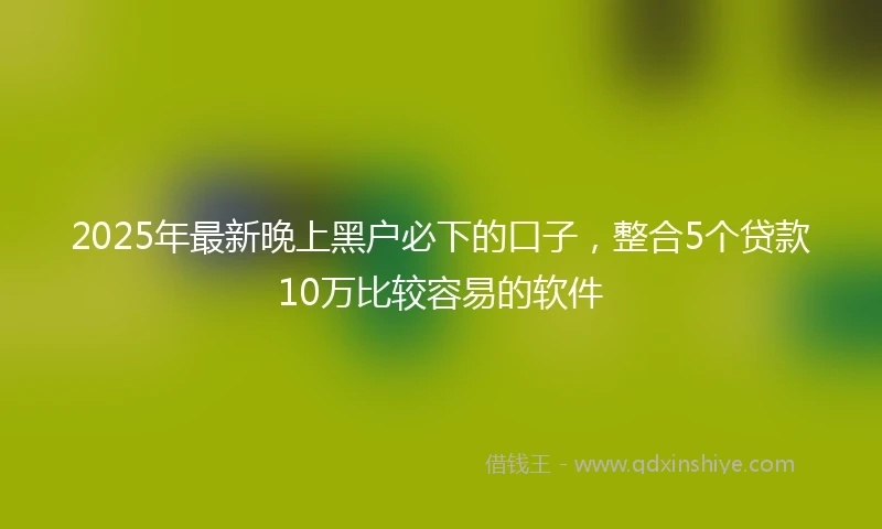 2025年最新晚上黑户必下的口子，整合5个贷款10万比较容易的软件