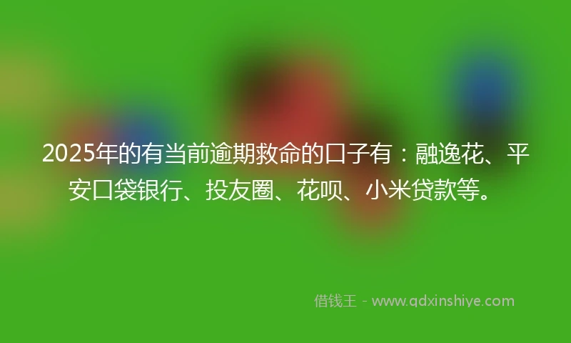 2025年的有当前逾期救命的口子有：融逸花、平安口袋银行、投友圈、花呗、小米贷款等。