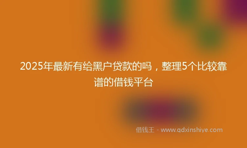 2025年最新有给黑户贷款的吗，整理5个比较靠谱的借钱平台