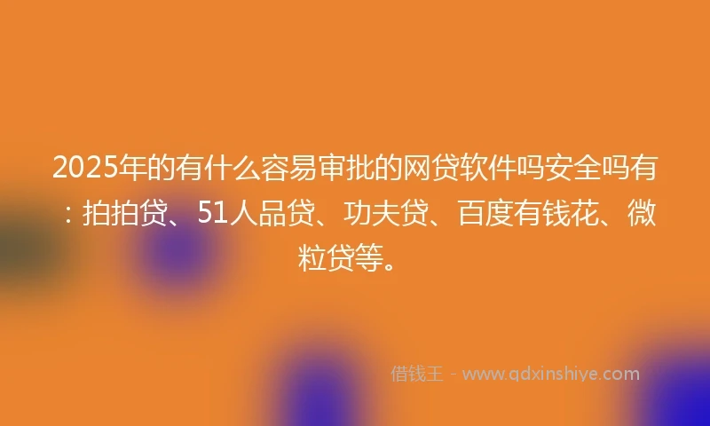2025年的有什么容易审批的网贷软件吗安全吗有：拍拍贷、51人品贷、功夫贷、百度有钱花、微粒贷等。