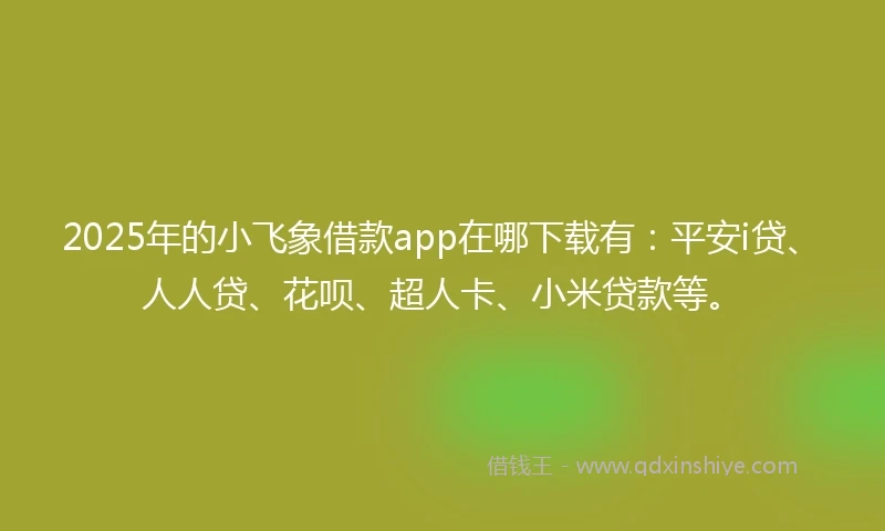 2025年的小飞象借款app在哪下载有:平安i贷、人人贷、花呗、超人卡、小米贷款等。