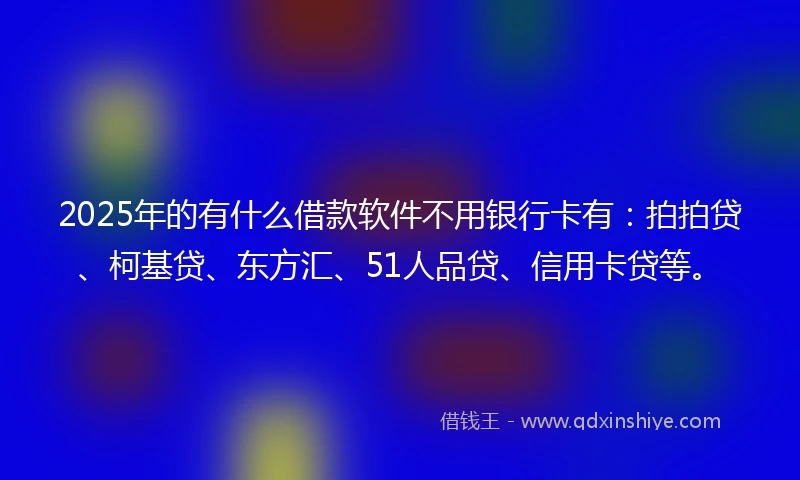 2025年的有什么借款软件不用银行卡有：拍拍贷、柯基贷、东方汇、51人品贷、信用卡贷等。