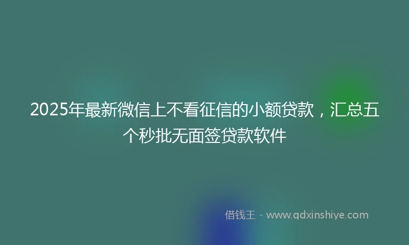 2025年最新微信上不看征信的小额贷款，汇总五个秒批无面签贷款软件