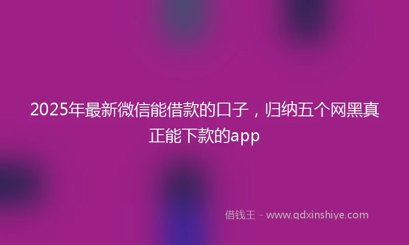 2025年最新微信能借款的口子，归纳五个网黑真正能下款的app
