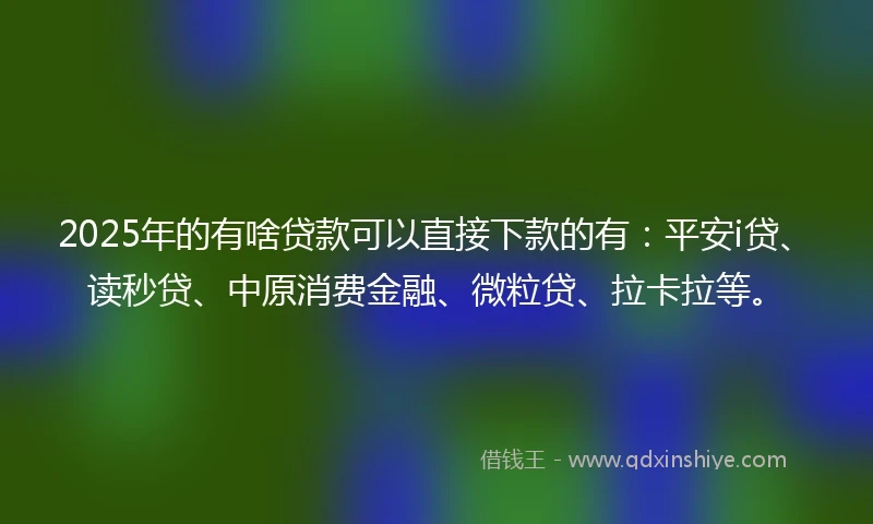 2025年的有啥贷款可以直接下款的有：平安i贷、读秒贷、中原消费金融、微粒贷、拉卡拉等。