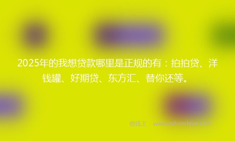 2025年的我想贷款哪里是正规的有：拍拍贷、洋钱罐、好期贷、东方汇、替你还等。