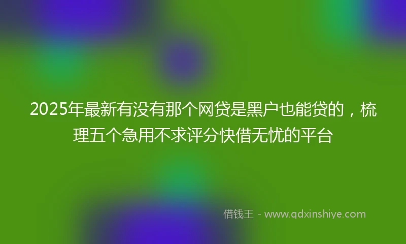 2025年最新有没有那个网贷是黑户也能贷的，梳理五个急用不求评分快借无忧的平台