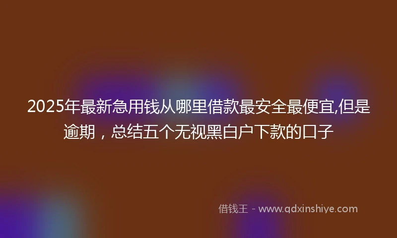 2025年最新急用钱从哪里借款最安全最便宜,但是逾期，总结五个无视黑白户下款的口子