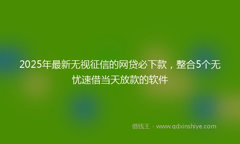 2025年最新无视征信的网贷必下款，整合5个无忧速借当天放款的软件