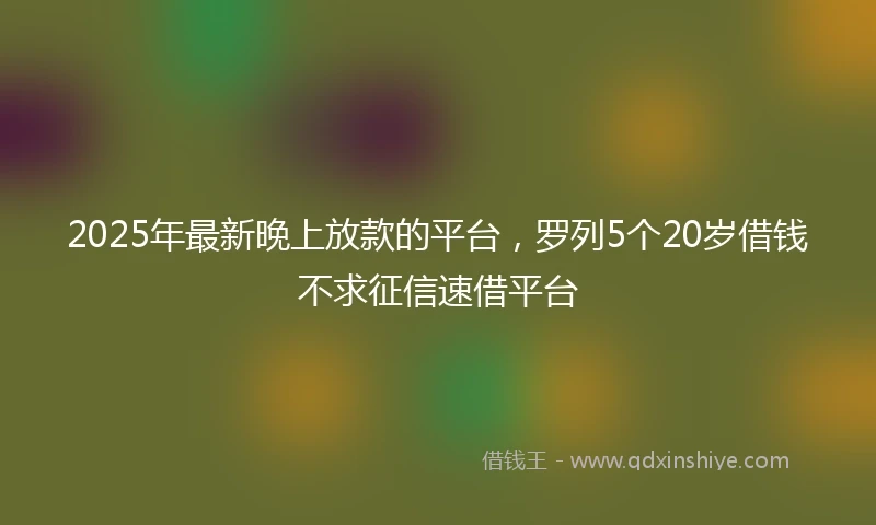 2025年最新晚上放款的平台，罗列5个20岁借钱不求征信速借平台