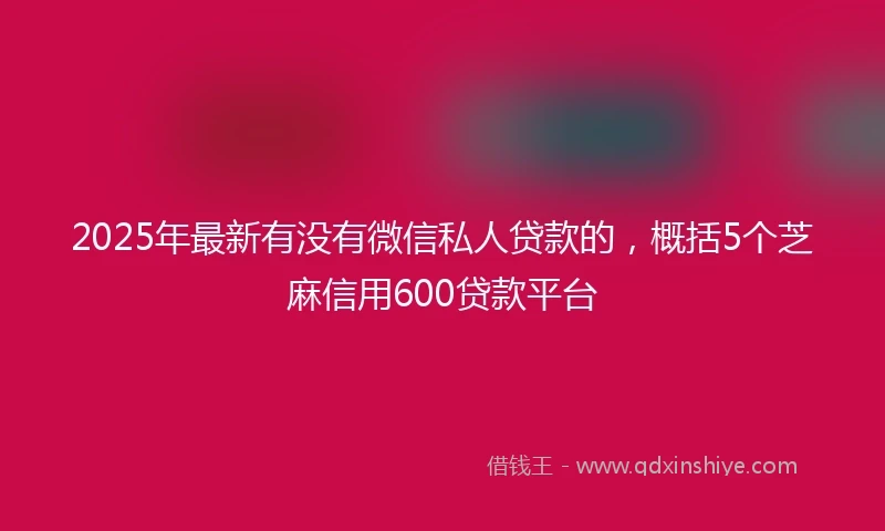 2025年最新有没有微信私人贷款的，概括5个芝麻信用600贷款平台
