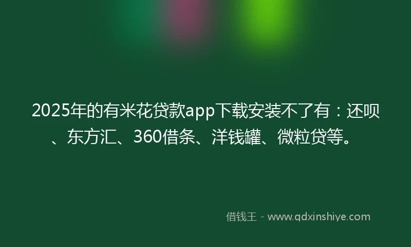 2025年的有米花贷款app下载安装不了有：还呗、东方汇、360借条、洋钱罐、微粒贷等。