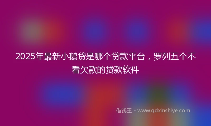 2025年最新小鹅贷是哪个贷款平台，罗列五个不看欠款的贷款软件