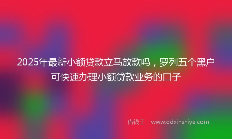 2025年最新小额贷款立马放款吗，罗列五个黑户可快速办理小额贷款业务的口子