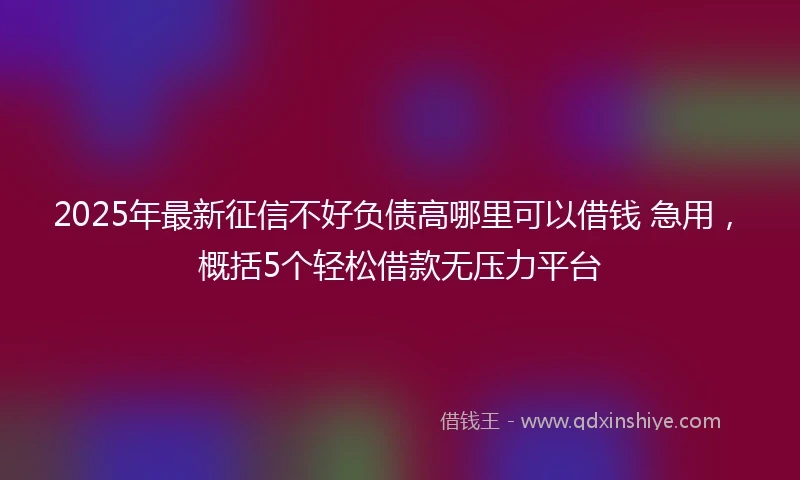 2025年最新征信不好负债高哪里可以借钱 急用，概括5个轻松借款无压力平台