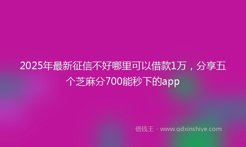 2025年最新征信不好哪里可以借款1万，分享五个芝麻分700能秒下的app