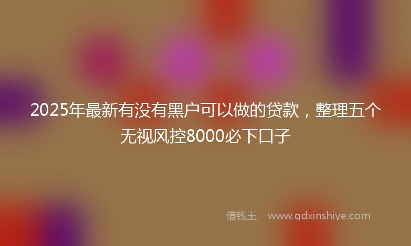 2025年最新有没有黑户可以做的贷款，整理五个无视风控8000必下口子