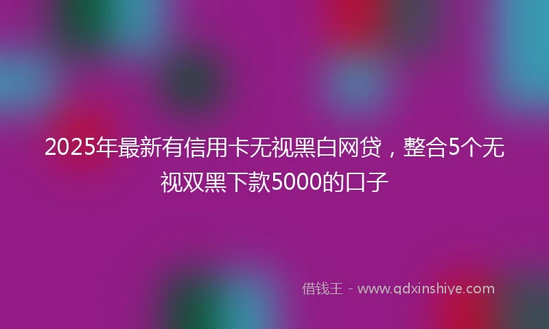 2025年最新有信用卡无视黑白网贷，整合5个无视双黑下款5000的口子