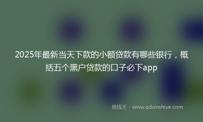 2025年最新当天下款的小额贷款有哪些银行，概括五个黑户贷款的口子必下app