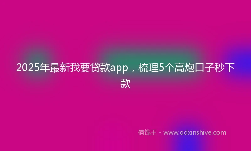 2025年最新我要贷款app，梳理5个高炮口子秒下款