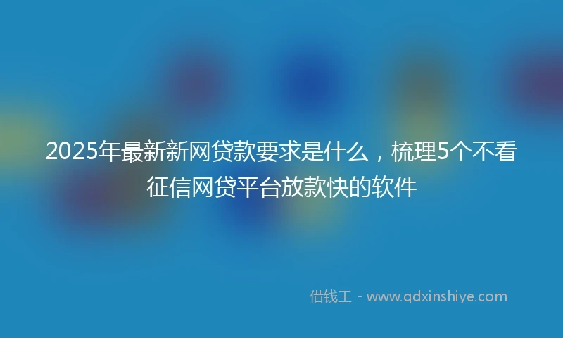 2025年最新新网贷款要求是什么，梳理5个不看征信网贷平台放款快的软件