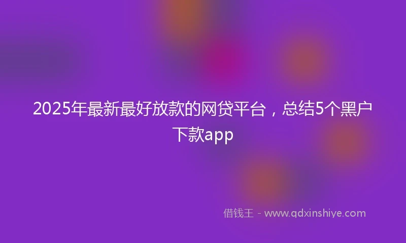 2025年最新最好放款的网贷平台，总结5个黑户下款app
