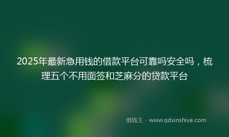 2025年最新急用钱的借款平台可靠吗安全吗，梳理五个不用面签和芝麻分的贷款平台