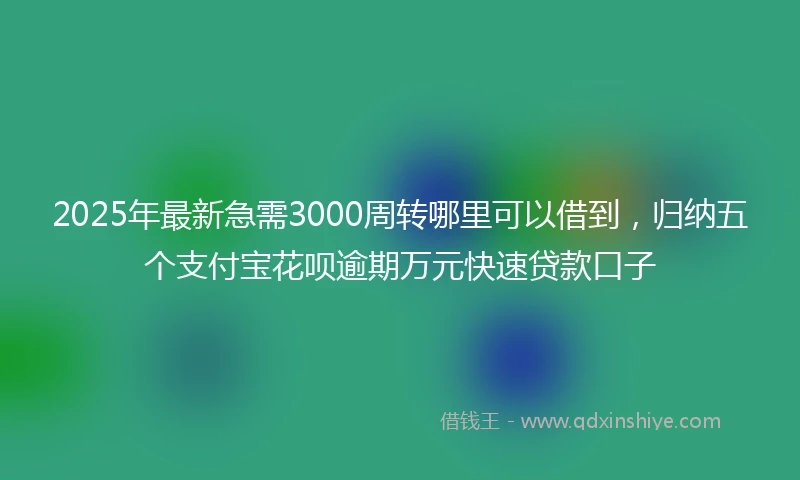 2025年最新急需3000周转哪里可以借到，归纳五个支付宝花呗逾期万元快速贷款口子