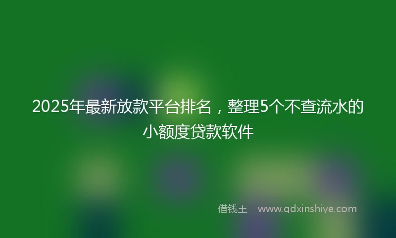 2025年最新放款平台排名，整理5个不查流水的小额度贷款软件