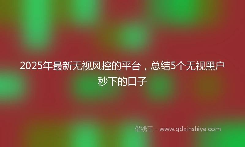 2025年最新无视风控的平台，总结5个无视黑户秒下的口子