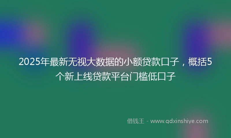 2025年最新无视大数据的小额贷款口子，概括5个新上线贷款平台门槛低口子
