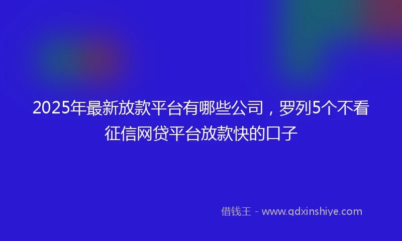 2025年最新放款平台有哪些公司，罗列5个不看征信网贷平台放款快的口子