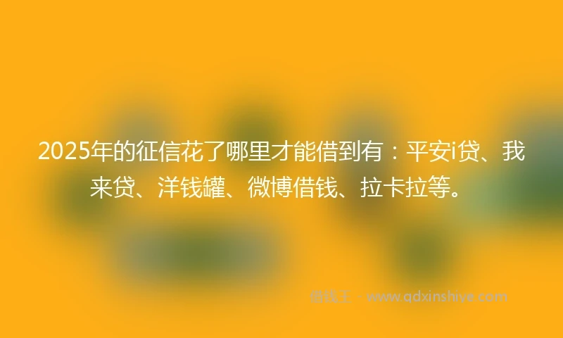 2025年的征信花了哪里才能借到有：平安i贷、我来贷、洋钱罐、微博借钱、拉卡拉等。