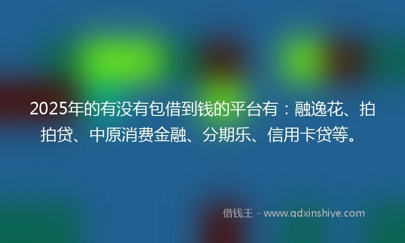 2025年的有没有包借到钱的平台有：融逸花、拍拍贷、中原消费金融、分期乐、信用卡贷等。