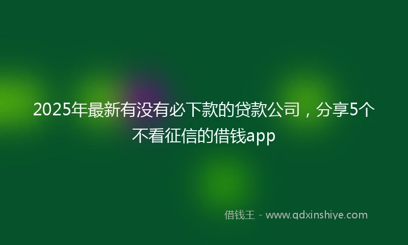 2025年最新有没有必下款的贷款公司，分享5个不看征信的借钱app