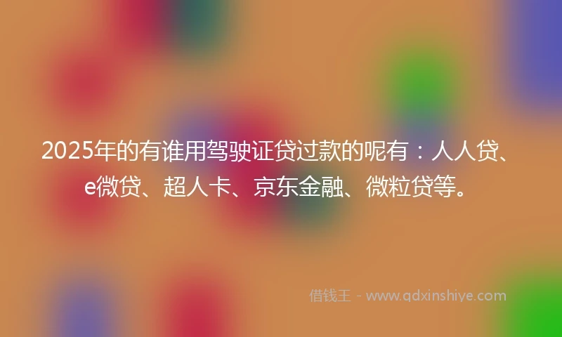 2025年的有谁用驾驶证贷过款的呢有：人人贷、e微贷、超人卡、京东金融、微粒贷等。